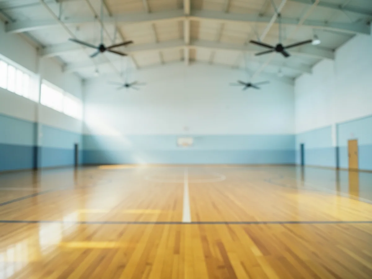 Gymnase de grand volume équipé de brasseurs d'air en plafond