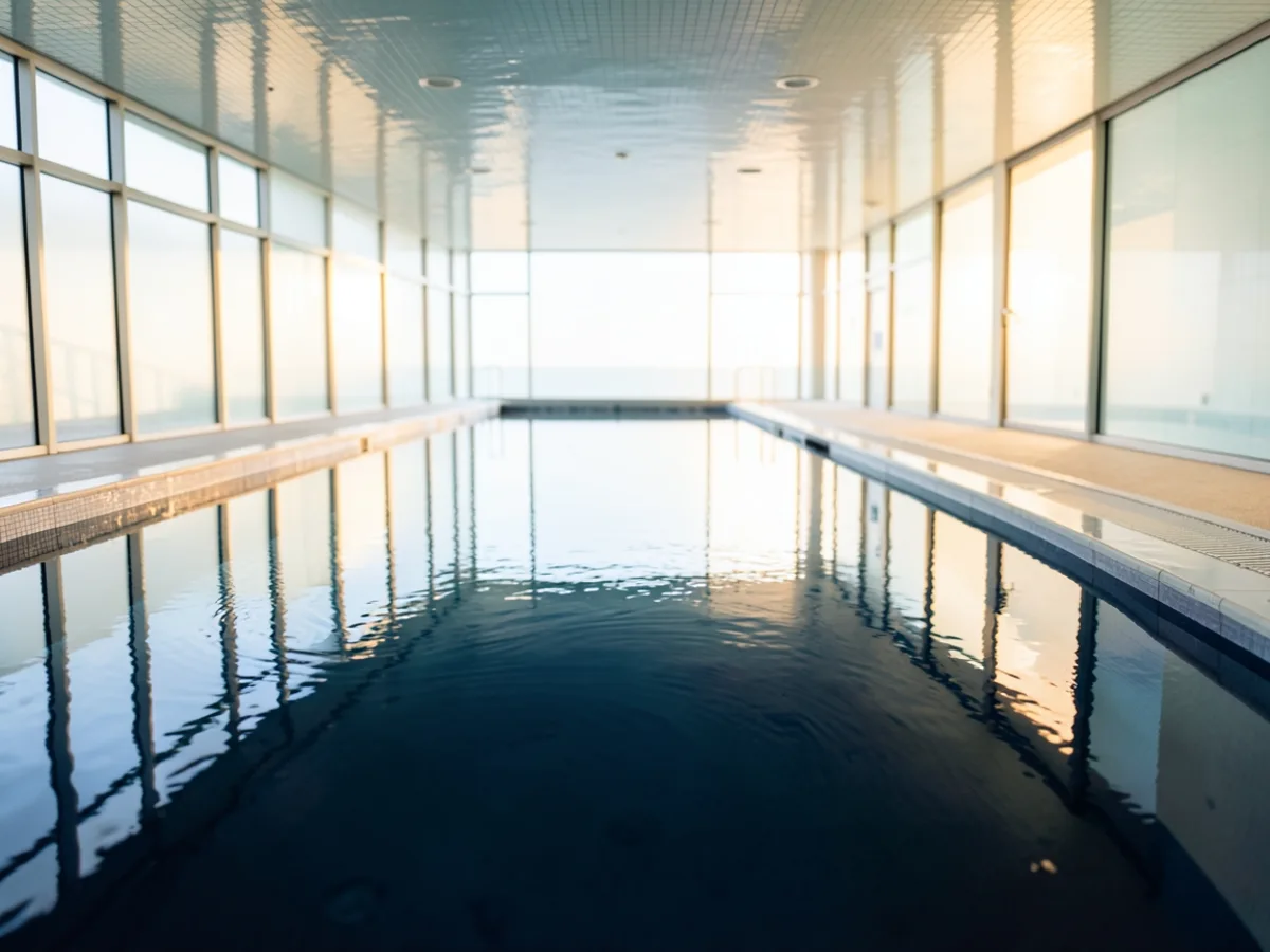 Piscine couverte lumineuse avec bassin de nage vide